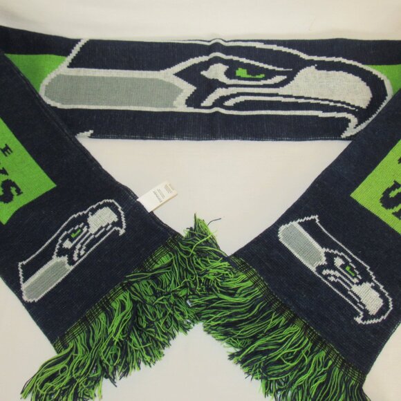 Seattle Seahawks Knit Scarf Forever 100% Acrylic Fringe - Picture 3 of 7